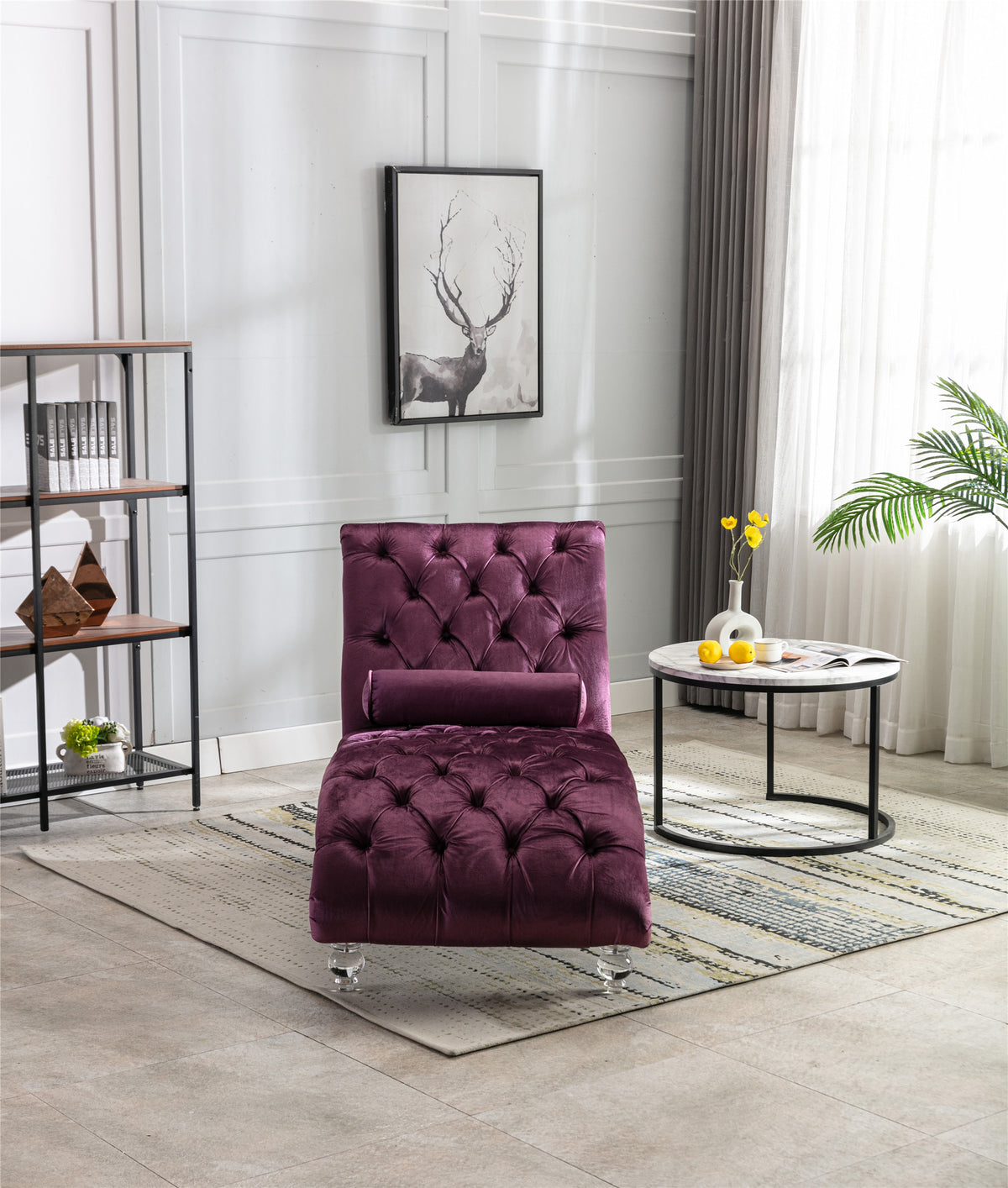 Coomoreleisure Concubine Sofa With Acrylic Feet Purple Velvet