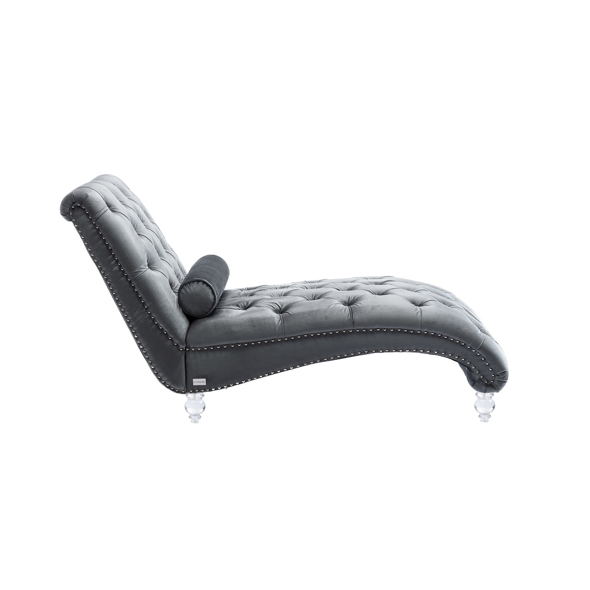 Coomoreleisure Concubine Sofa With Acrylic Feet Silver Velvet
