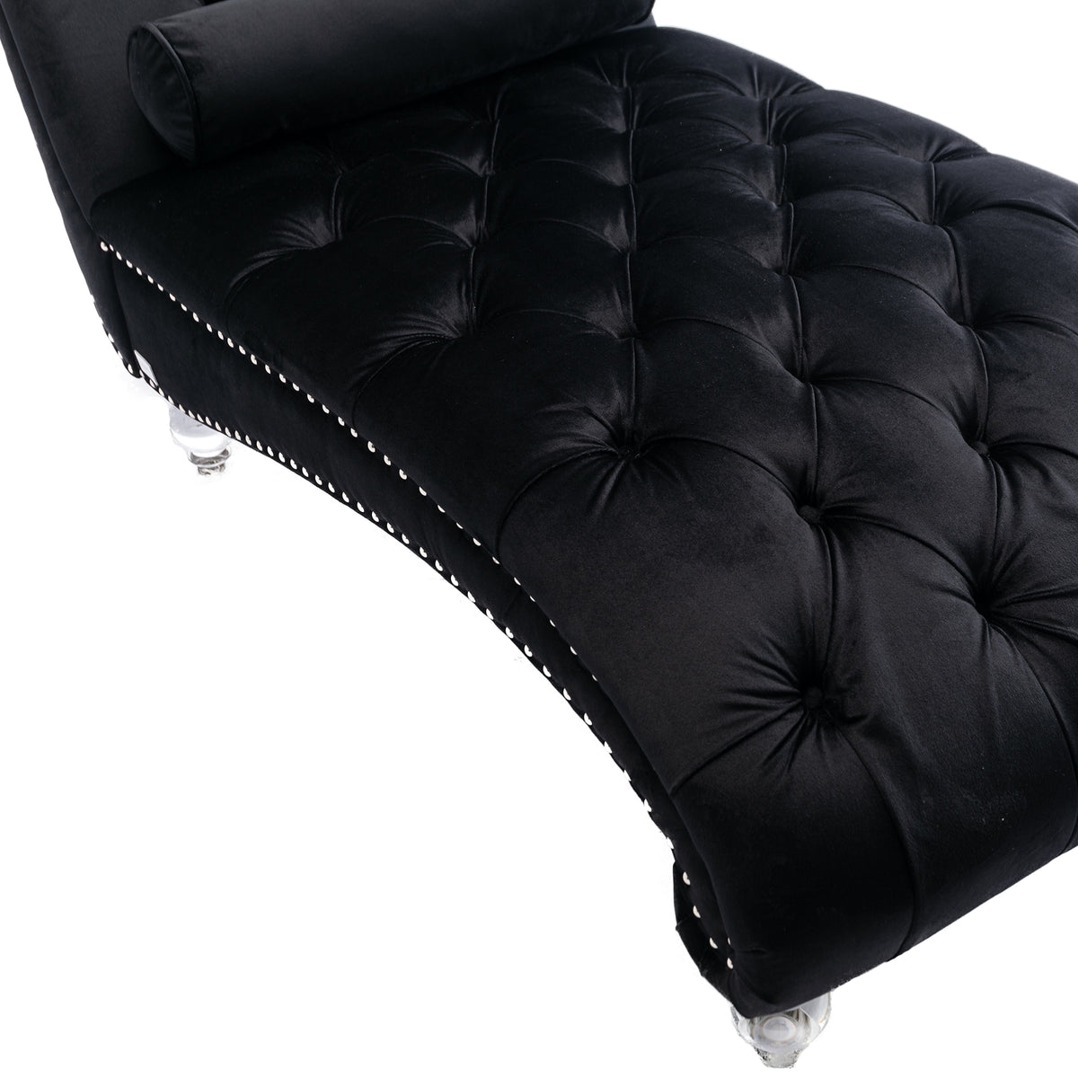 Coomoreleisure Concubine Sofa With Acrylic Feet Black Velvet