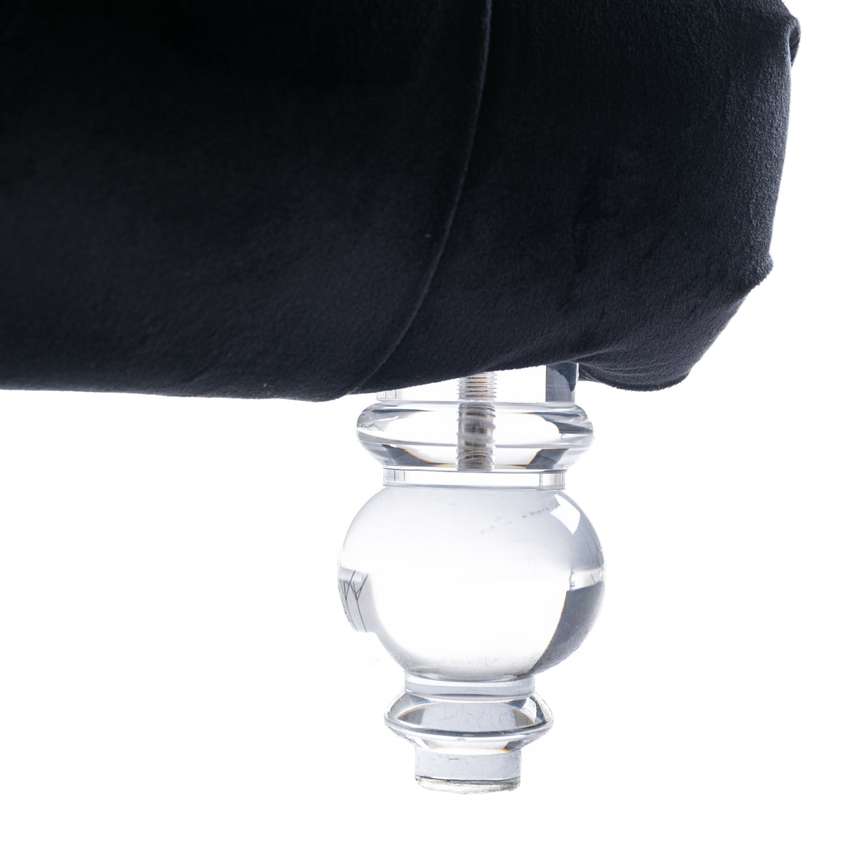 Coomoreleisure Concubine Sofa With Acrylic Feet Black Velvet