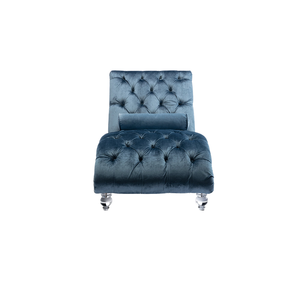 Coomoreleisure Concubine Sofa With Acrylic Feet Light Blue Velvet