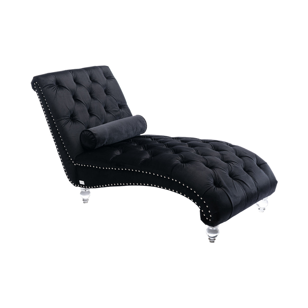 Coomoreleisure Concubine Sofa With Acrylic Feet Black Velvet