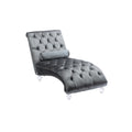 Coomoreleisure Concubine Sofa With Acrylic Feet Silver Velvet