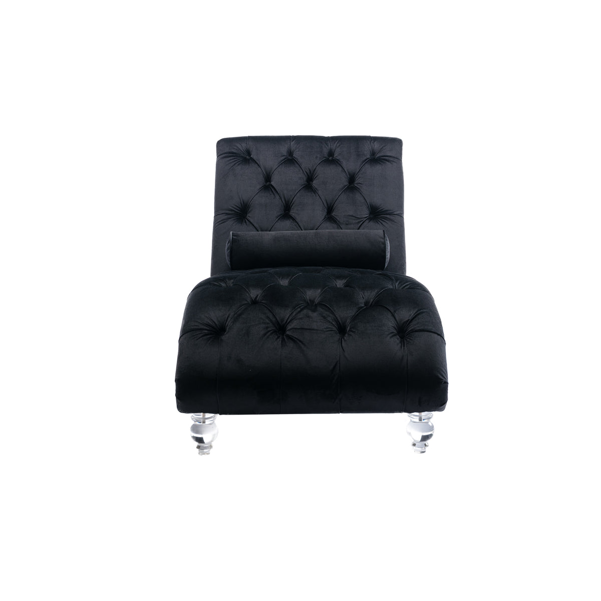 Coomoreleisure Concubine Sofa With Acrylic Feet Black Velvet