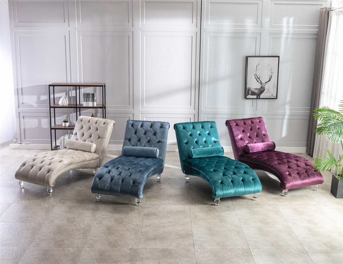 Coomoreleisure Concubine Sofa With Acrylic Feet Black Velvet