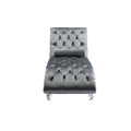 Coomoreleisure Concubine Sofa With Acrylic Feet Silver Velvet