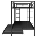Twin Over Twin Bunk Bed With Trundle, Black Old Sku:Mf192387Aab Black Metal