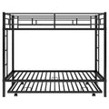 Twin Over Twin Bunk Bed With Trundle, Black Old Sku:Mf192387Aab Black Metal