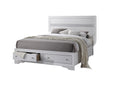 Matrix Traditional Style King 5Pc Storage Bedroom Set Made With Wood In White Box Spring Not Required King White Wood 5 Piece Set Bedroom Bed Included,Chest Included,Dresser Included,Mirror Included,Nightstand Included Traditional Solid Wood Mdf Tufted