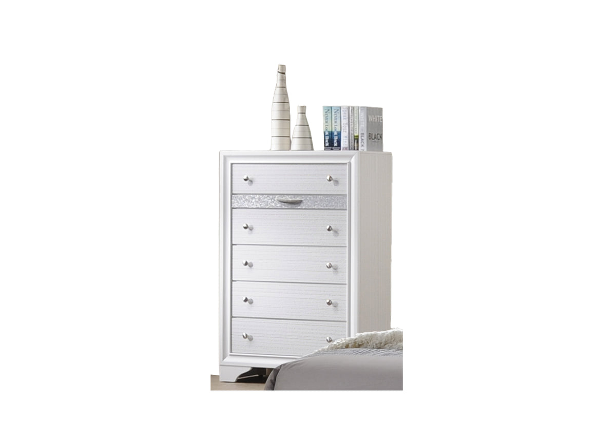 Matrix Traditional Style King 5Pc Storage Bedroom Set Made With Wood In White Box Spring Not Required King White Wood 5 Piece Set Bedroom Bed Included,Chest Included,Dresser Included,Mirror Included,Nightstand Included Traditional Solid Wood Mdf Tufted