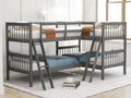 L Shaped Bunk Bed With Ladder,Twin Size Gray Old Sku :Lp000020Aae Gray Solid Wood