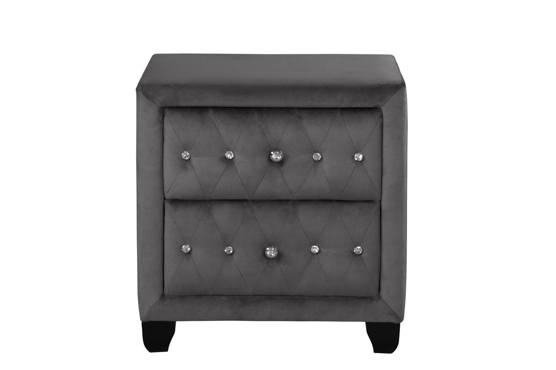 Hazel Queen 5 Pc Vanity Bedroom Set Made With Wood In Gray Color Box Spring Not Required Queen Grey Wood 5 Piece Set Bedroom Bed Included,Chest Included,Dresser Included,Mirror Included,Nightstand Included Contemporary,Modern Upholstered Velvet Tufted