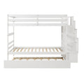 Twin Over Twin Bunk Beds With Twin Trundle And Stairway Storage Function In White Color White Pine