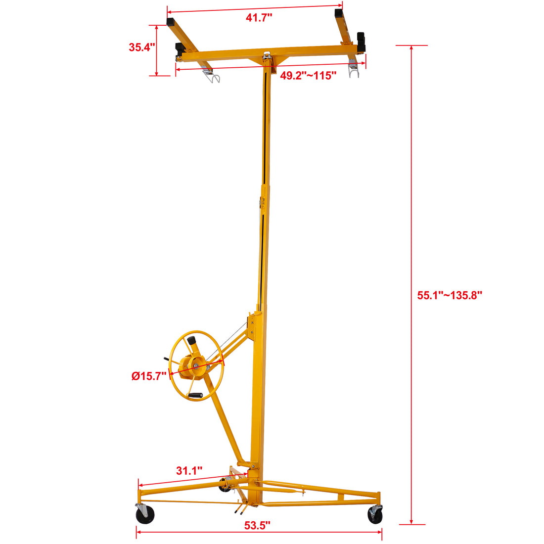 Drywall Lift Panel 11' Lift Drywall Panel Hoist Jack Lifter,Yellow Yellow Iron