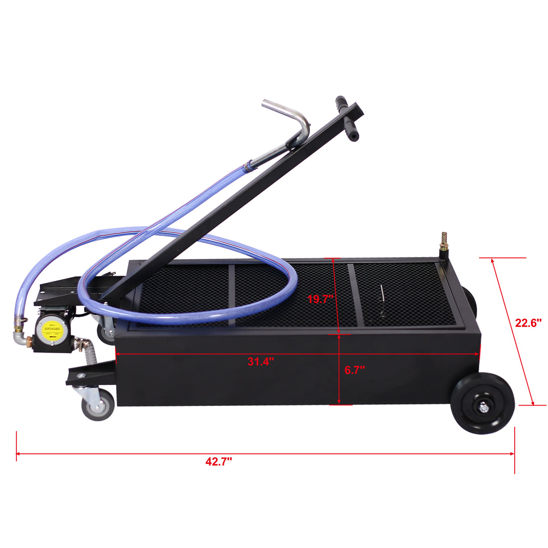 20 Gallon Low Profile Oil Drainer ,With Electric Pump Black Metal