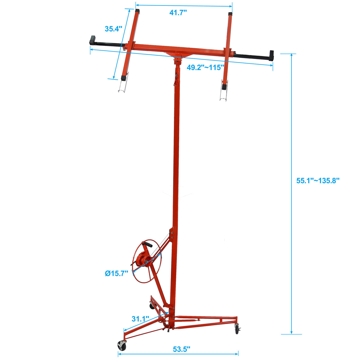 Drywall Lift Panel 11' Lift Drywall Panel Hoist Jack Lifter,Red Red Iron