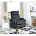 Liyasi Electric Power Lift Recliner Chair With Massage And Heat For Elderly, 3 Positions, 2 Side Pockets, Cup Holders, Usb Charge Ports, High End Quality Cloth Power Reclining Chair For Living Room. Dark Gray Foam Fabric