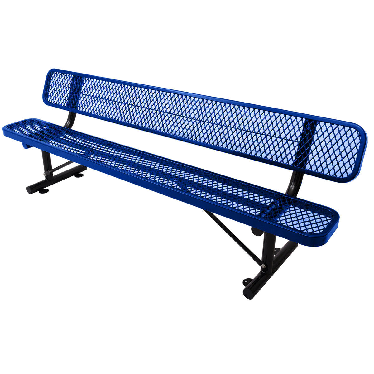 8 Ft. Outdoor Steel Bench With Backrest Blue Blue Carbon Steel