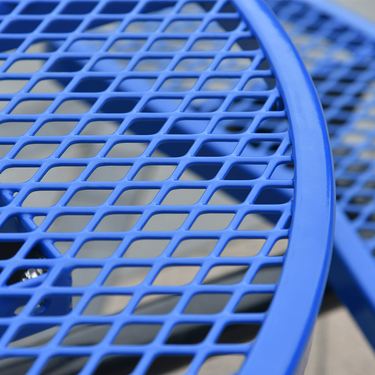Round Outdoor Steel Picnic Table 46" Blue ,With Umbrella Pole Blue Carbon Steel