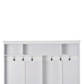 Modern Style Multiple Functions Hallway Coat Rack With Metal Black Hooks, Entryway Bench 60