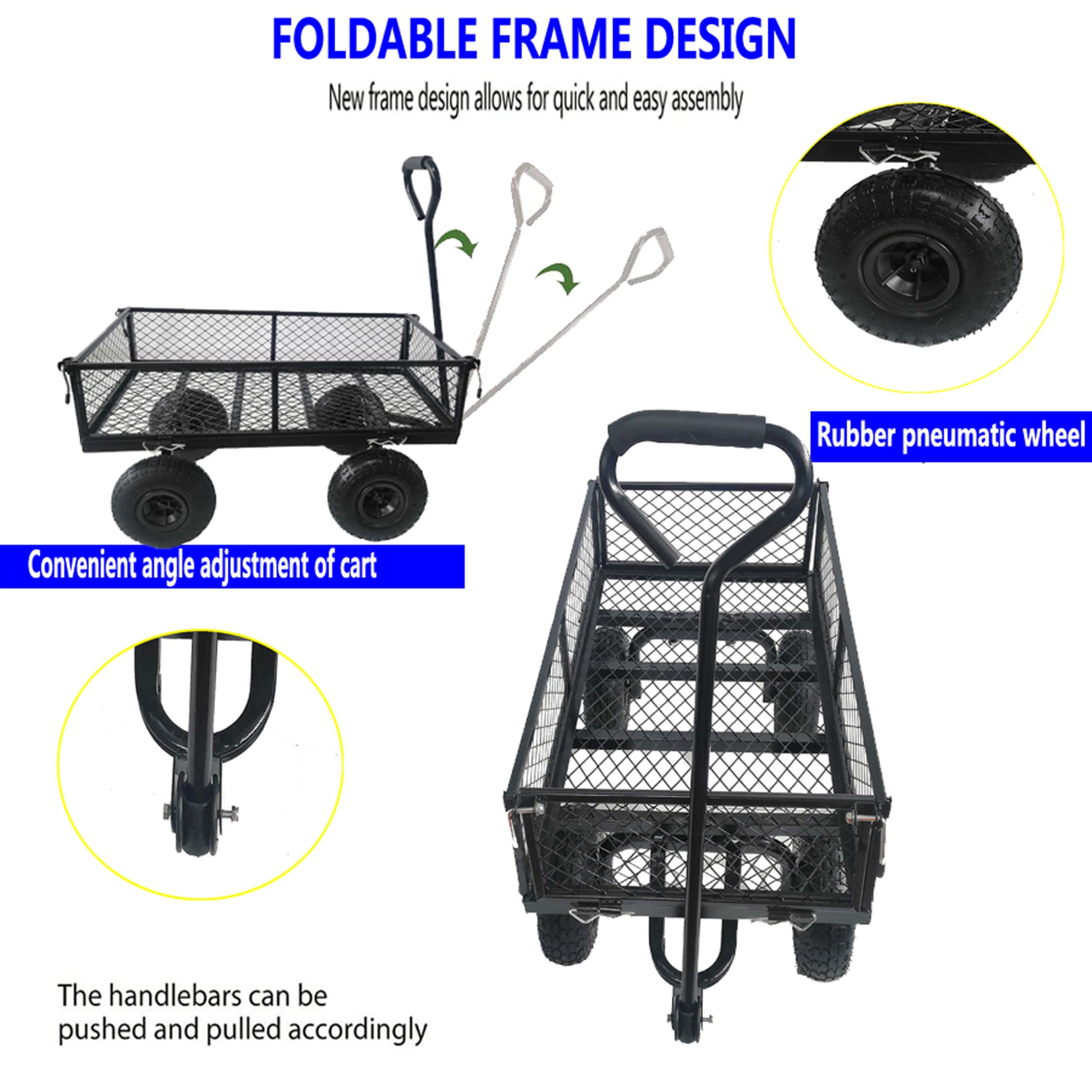 Wagon Cart Garden Cart Trucks Make It Easier To Transport Firewood Tc1840Bkg Black Metal