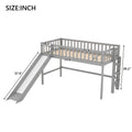 Twin Size Low Loft Bed With Ladder And Slide, Gray Old Sku:Wf196418Aae Gray Pine