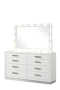 Coco Queen 5 Pc Led Bedroom Set Made With Wood In Milky White Box Spring Not Required Queen White Wood 5 Piece Set Bedroom Bed Included,Chest Included,Dresser Included,Mirror Included,Nightstand Included Contemporary,Modern Solid Wood Mdf Velvet Built In