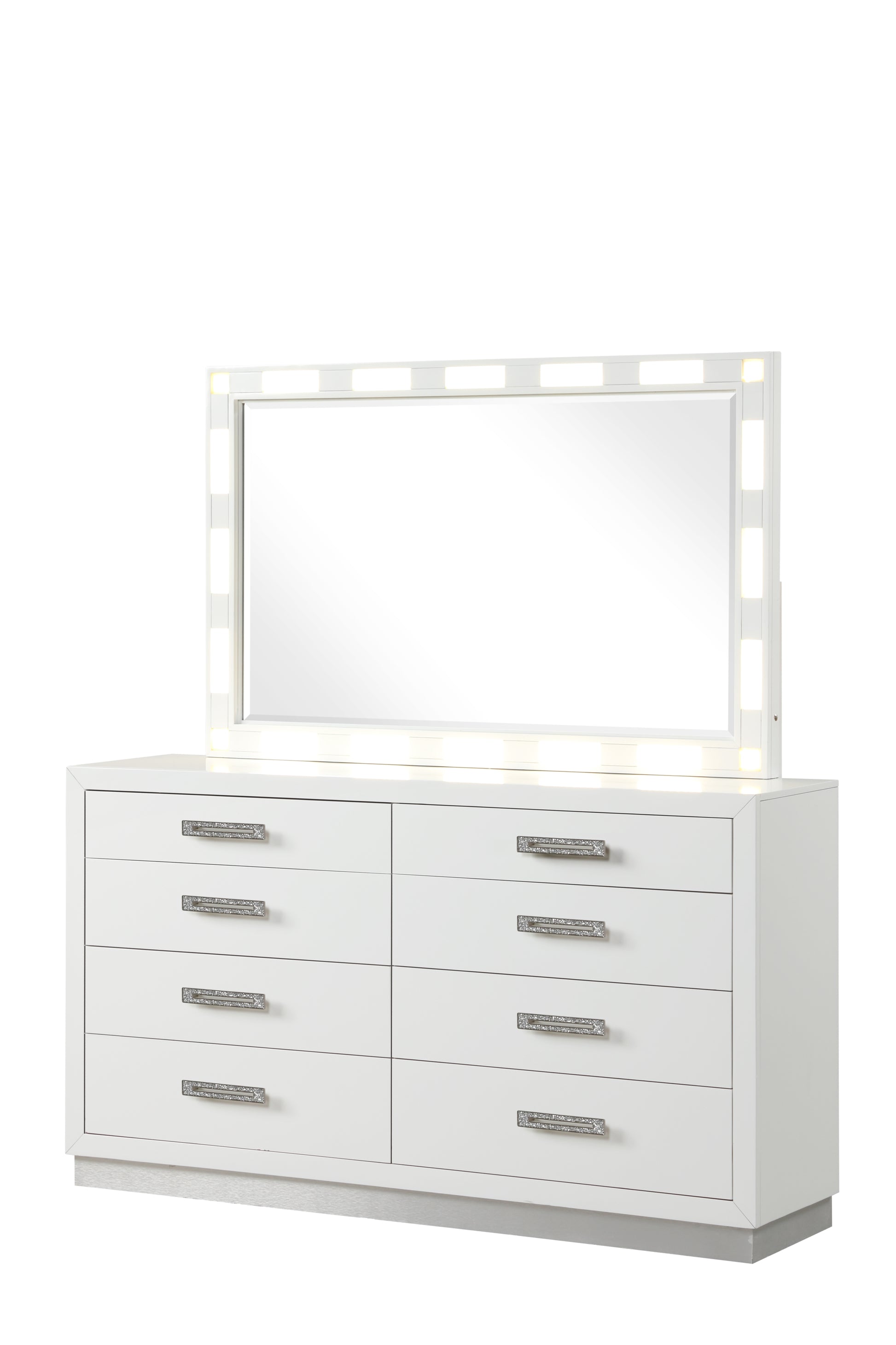 Coco Queen 5 Pc Led Bedroom Set Made With Wood In Milky White Box Spring Not Required Queen White Wood 5 Piece Set Bedroom Bed Included,Chest Included,Dresser Included,Mirror Included,Nightstand Included Contemporary,Modern Solid Wood Mdf Velvet Built In