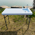Outdoor Fish And Game Cutting Cleaning Table W Sink And Faucet Off White Hdpe