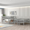 Full Over Full Over Full Triple Bed With Built In Ladder And Slidetriple Bunk Bed With Guardrails, Gray Old Sku :Lp000052Aae Gray Solid Wood