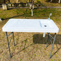 Outdoor Fish And Game Cutting Cleaning Table W Sink And Faucet Off White Hdpe