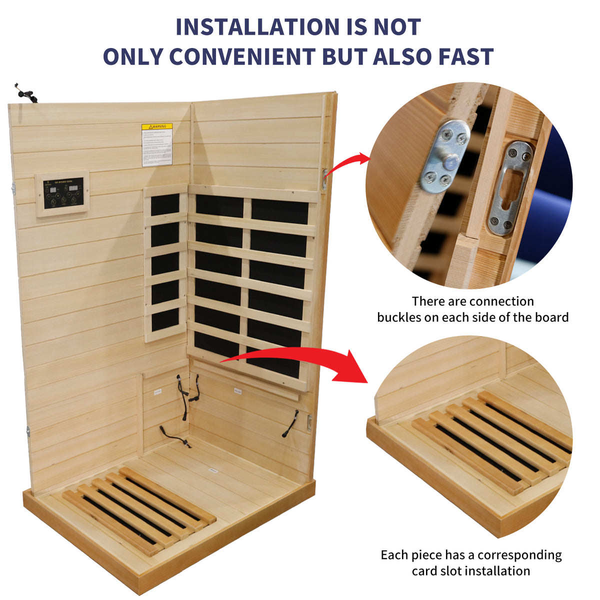 Infrared Sauna Room Single Room Natural Metal & Wood Solid Wood