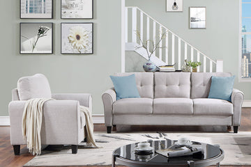 Modern Living Room Sofa Set Linen Upholstered Couch Furniture For Home Or Office ,Light Grey, 1 3 Seat,Old Sku:Sg000366Aaa Light Grey Foam Linen 4 Seat