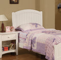 White Color Twin Size Bed Youth Bedroom Furniture Vertical Lines Carved Headboard Plywood Box Spring Required Twin White White Bedroom Modern,Transitional Rubberwood Kids Plywood