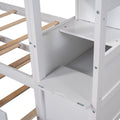 Twin Over Twin Bunk Bed With Twin Size Trundle And 3 Storage Stairs,White Old Sku :Lp000064Aak White Solid Wood