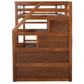 Twin Over Twin Bunk Bed With Twin Size Trundle And 3 Storage Stairs,Walnut Old Sku :Lp000064Aad Walnut Solid Wood