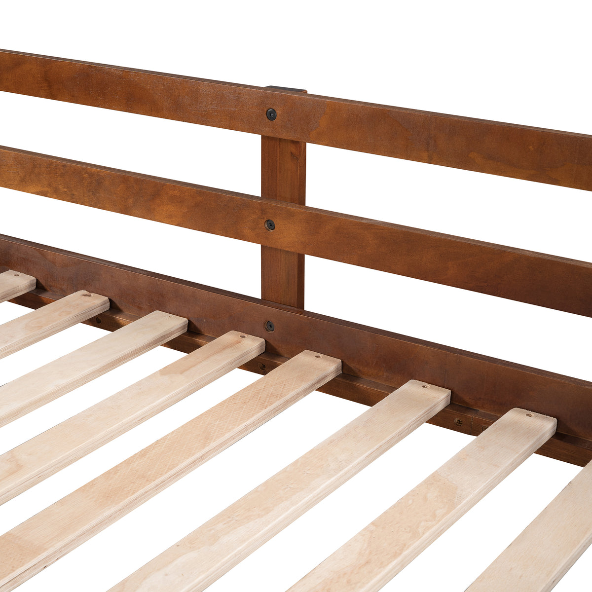 Twin Over Twin Bunk Bed With Twin Size Trundle And 3 Storage Stairs,Walnut Old Sku :Lp000064Aad Walnut Solid Wood