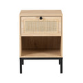 Byron C Rattan Twinset Beside Stand Nightsand Bedside Cabinet With Drawer 2Pcs Beige Yellow Mdf