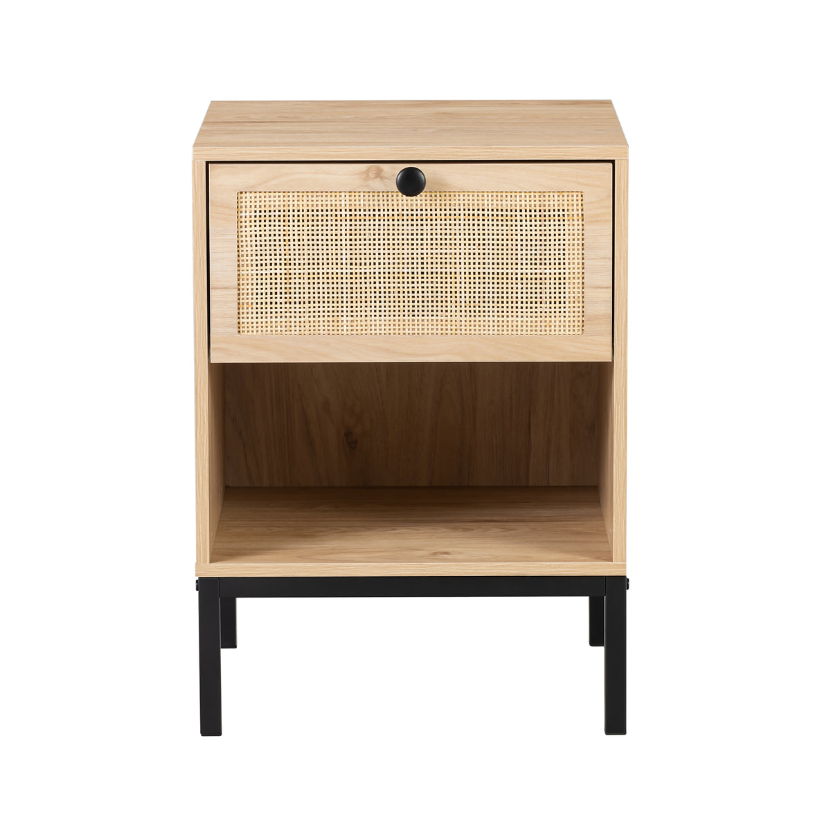 Byron C Rattan Twinset Beside Stand Nightsand Bedside Cabinet With Drawer 2Pcs Beige Yellow Mdf