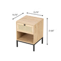 Byron C Rattan Twinset Beside Stand Nightsand Bedside Cabinet With Drawer 2Pcs Beige Yellow Mdf