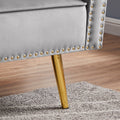 Grey Velvet Tufted Sofa Couch With 2 Pillows And Trim Light Grey Wood Foam Velvet 2 Seat