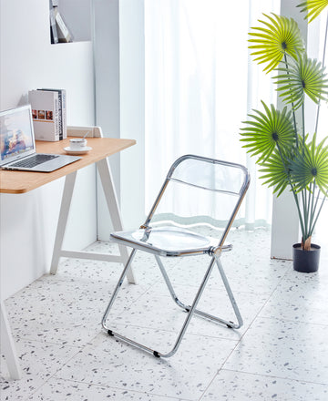 White Clear Transparent Folding Chair Office Chair Meeting Chair Dinning Chair Coffee Store Chair Set Of 2 Plastic Living Room Seat Zdy Bai 2 White Steel