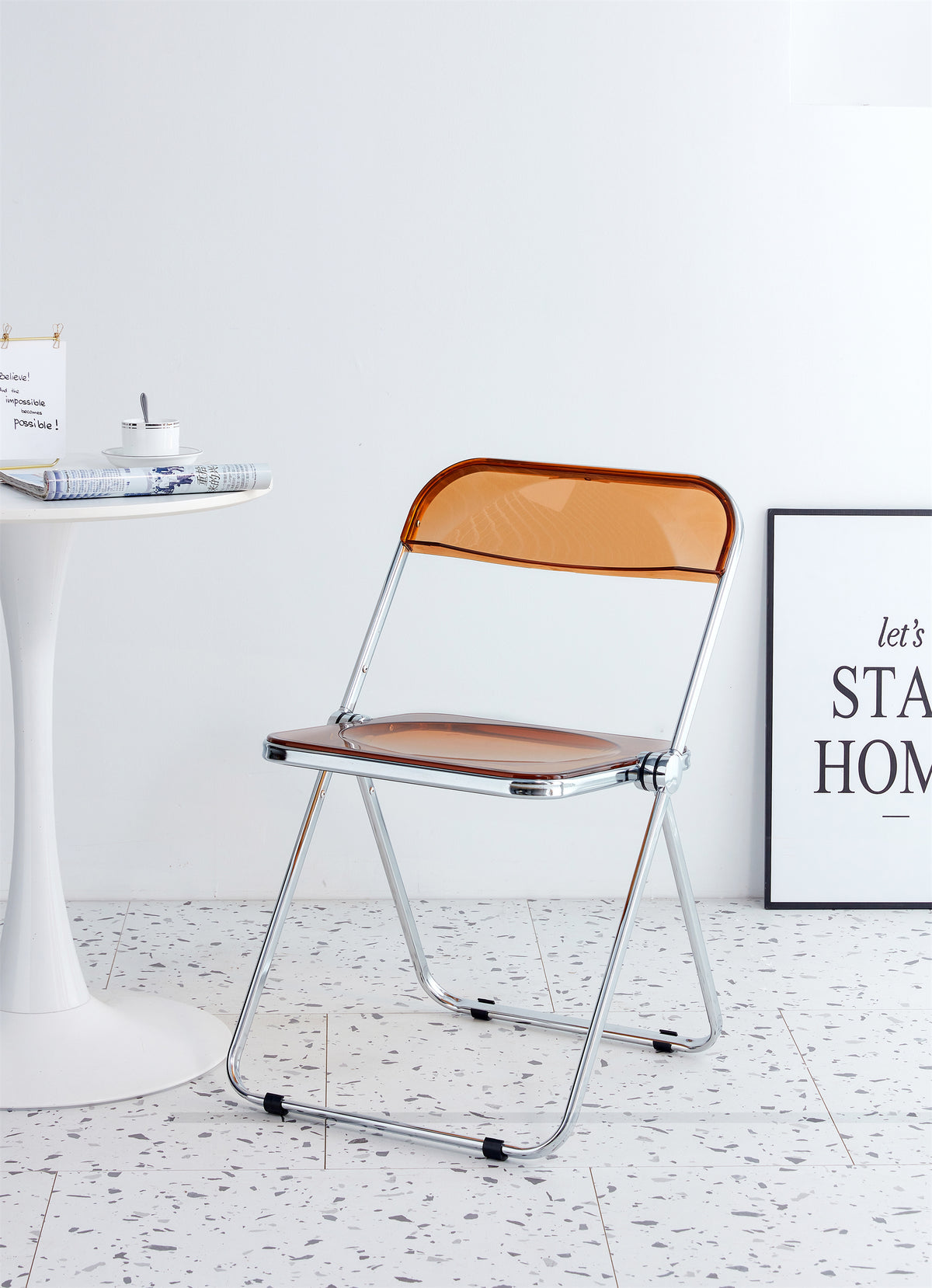 Yellow Clear Transparent Folding Chair Chair Pc Plastic Living Room Seat Zdy Huang 2 Yellow Steel