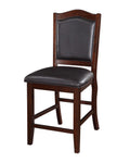 Dark Brown Wood Finish Set Of 2 Counter Height Chairs Faux Leather Upholstery Seat Back Kitchen Dining Room Chair Dark Brown Brown Dining Room Contemporary,Traditional Dining Chairs Rubberwood Solid Back Solid Wood