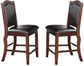 Dark Brown Wood Finish Set Of 2 Counter Height Chairs Faux Leather Upholstery Seat Back Kitchen Dining Room Chair Dark Brown Brown Dining Room Contemporary,Traditional Dining Chairs Rubberwood Solid Back Solid Wood