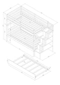 Twin Over Twin Bunk Beds With Twin Trundle And Stairway Storage Function In White Color White Pine