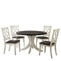 Antique White Solid Wood Set Of 2 Chairs Unique Design Back Kitchen Dining Room Breakfast Grey Cushion Seat Chair Fabric Geometric Antique White White Dining Room Contemporary,Modern,Transitional Side Chair Rubberwood Cross Back Solid Wood