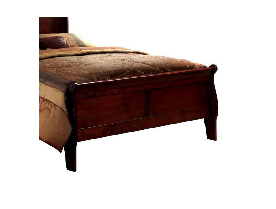 Full Size Bed Cherry Louis Phillipe Solidwood 1Pc Bed Bedroom Sleigh Bed Bedroom Furniture Box Spring Required Full Cherry Wood Brown Bedroom Contemporary,Modern Rubberwood Bed Frame Solid Wood