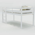 Twin Wood Loft Bed Low Loft Beds With Ladder,Twin,White Old Sku :Wf192082Aak White Solid Wood