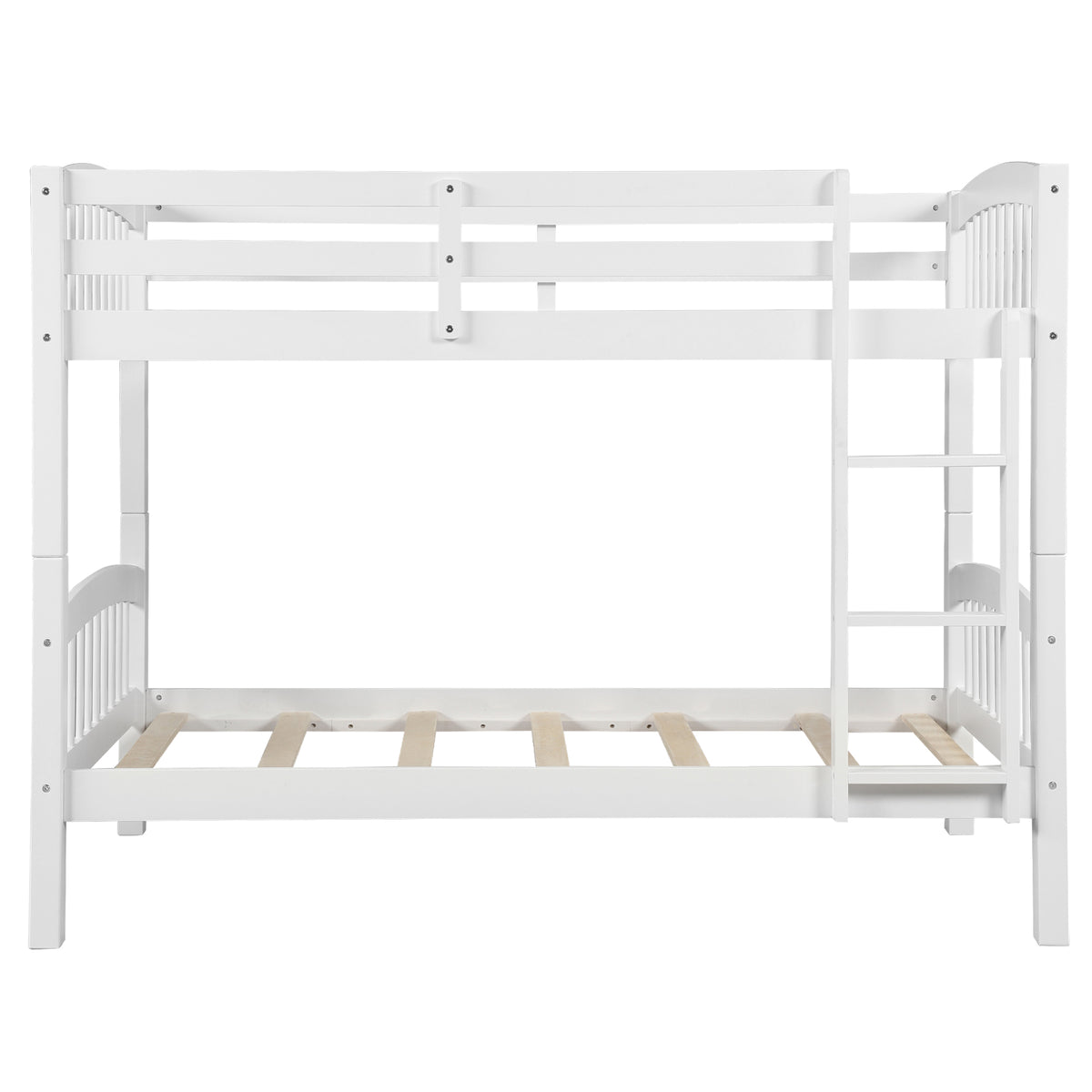 Twin Over Twin Bunk Bed With Ladder,White Old Sku: Lp000066Aak White Solid Wood
